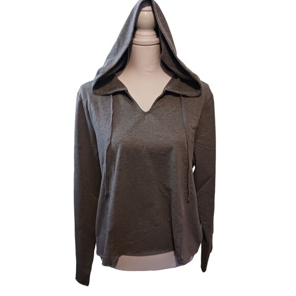 NEW NYDJ Forever Comfort Cropped Hoodie, Size‎ L in Light Heather Grey - Picture 5 of 13